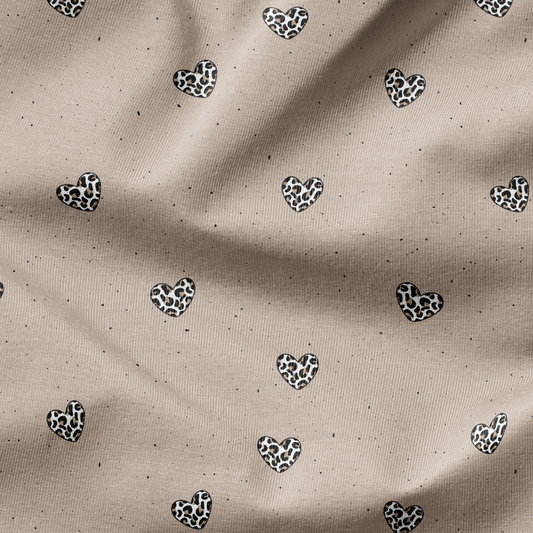 French Terry Eulenliebe Leo Heart Kombi Beige