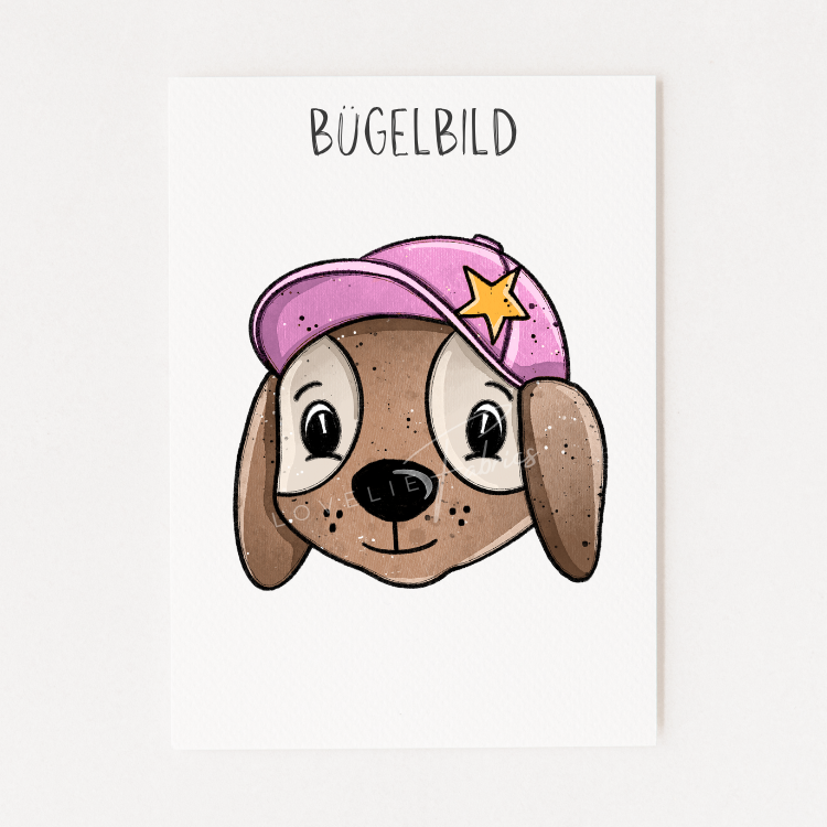 Bügelbild Hundehelden Hund Rosa