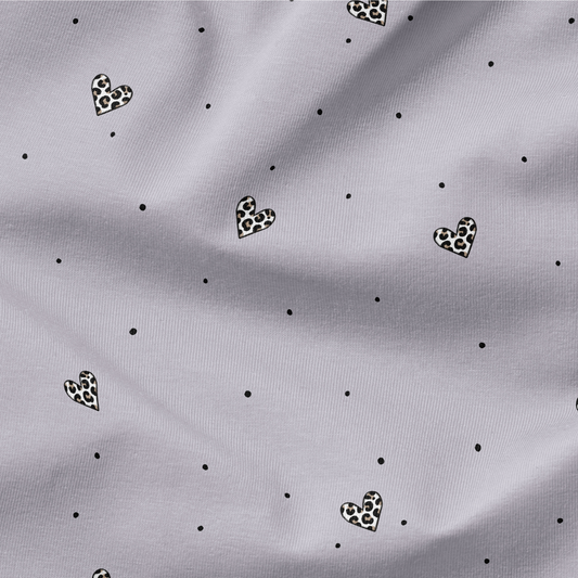 French Terry Leo Dogy Heart Kombi Flieder