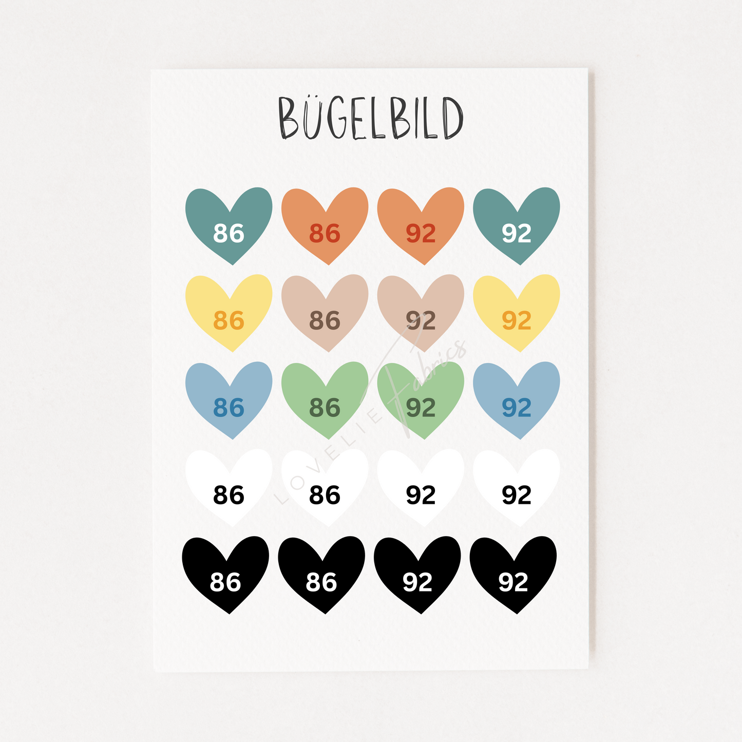 Bügelbild Größenlabel Set Bunt