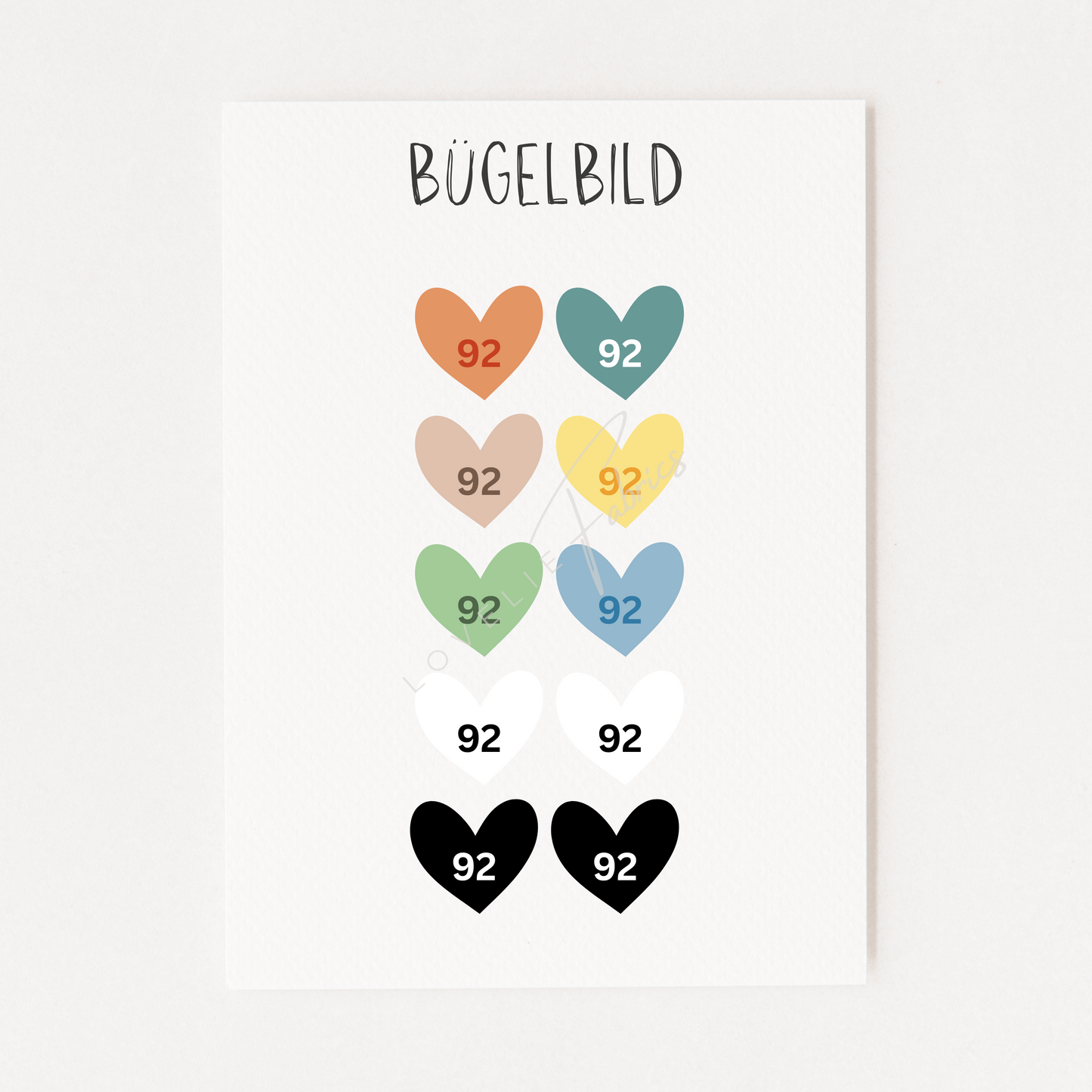 Bügelbild Größenlabel Set Bunt Einzelgrößen