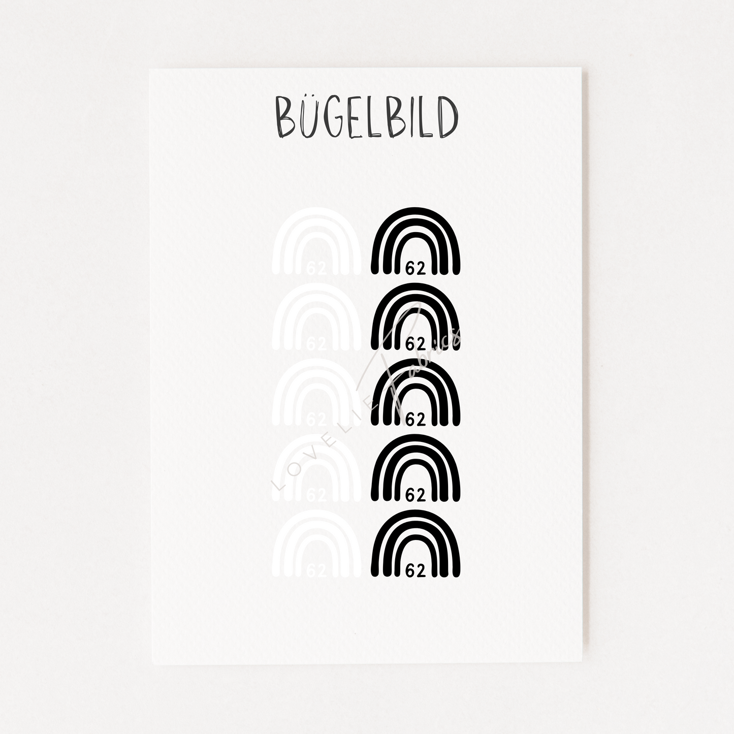 Bügelbild Größenlabel Set Rainbow Black & White Einzelgrößen