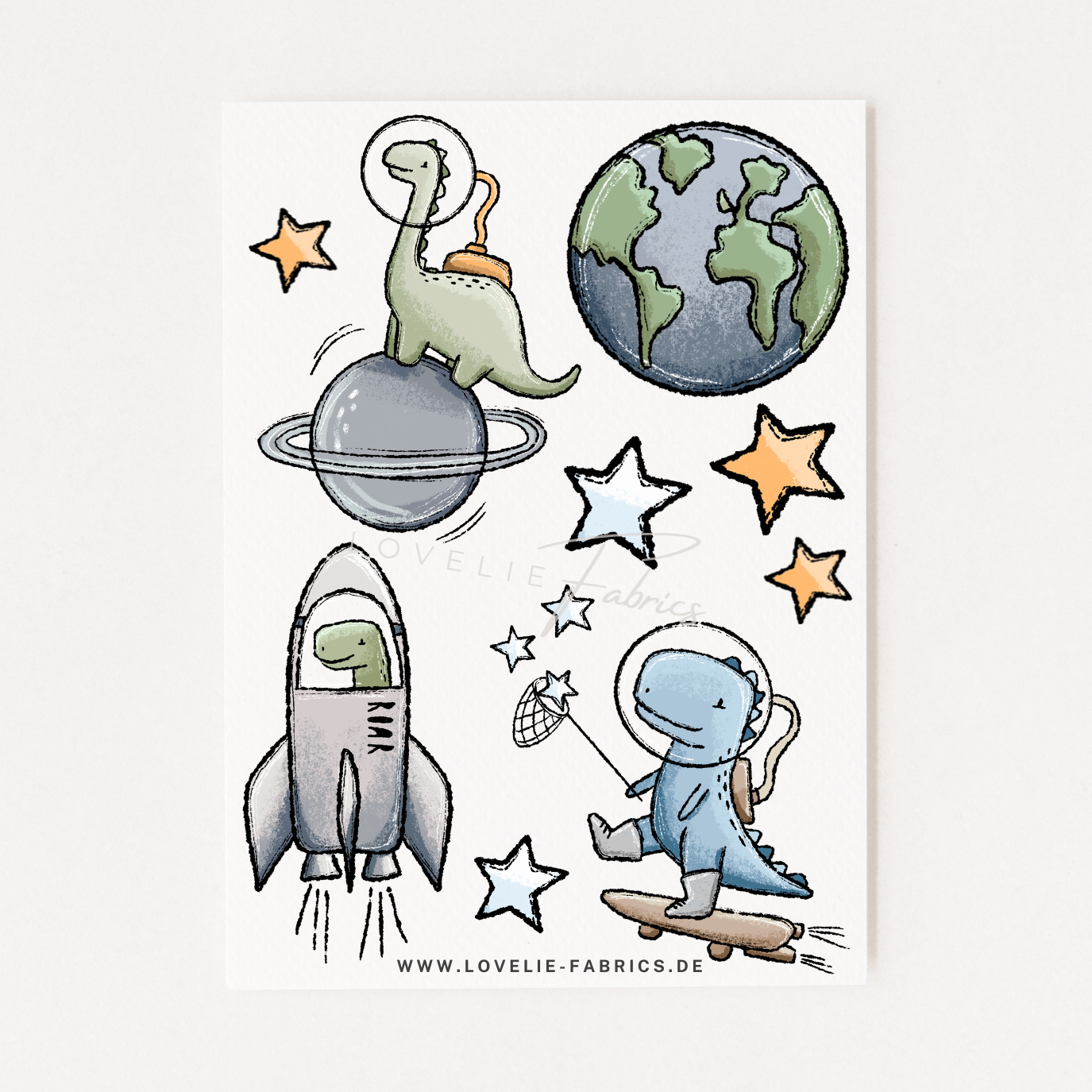 Bügelbildbogen Space Dino