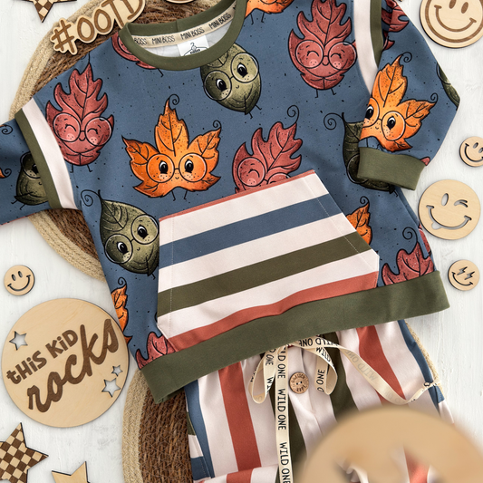 French Terry Blätterliebe Streifen Kombi