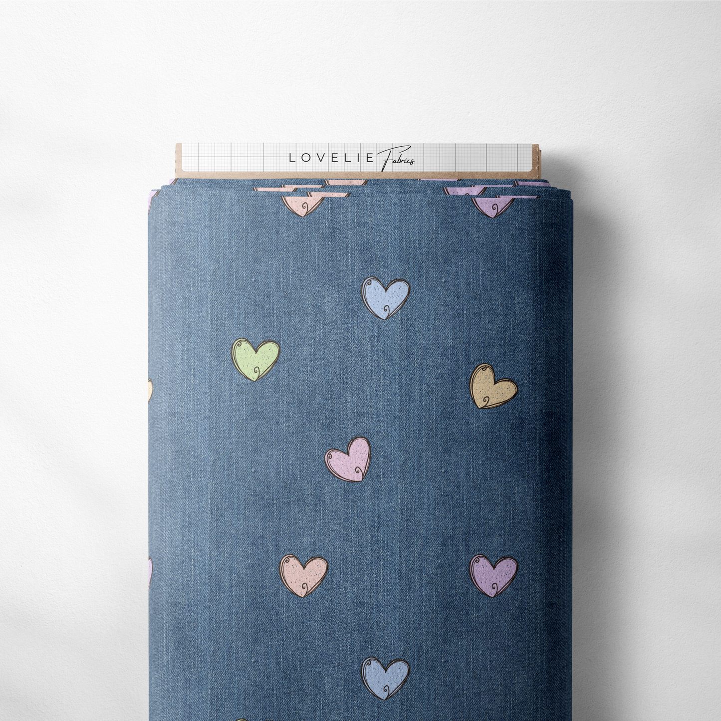 Jersey Denim Pastell Herzen