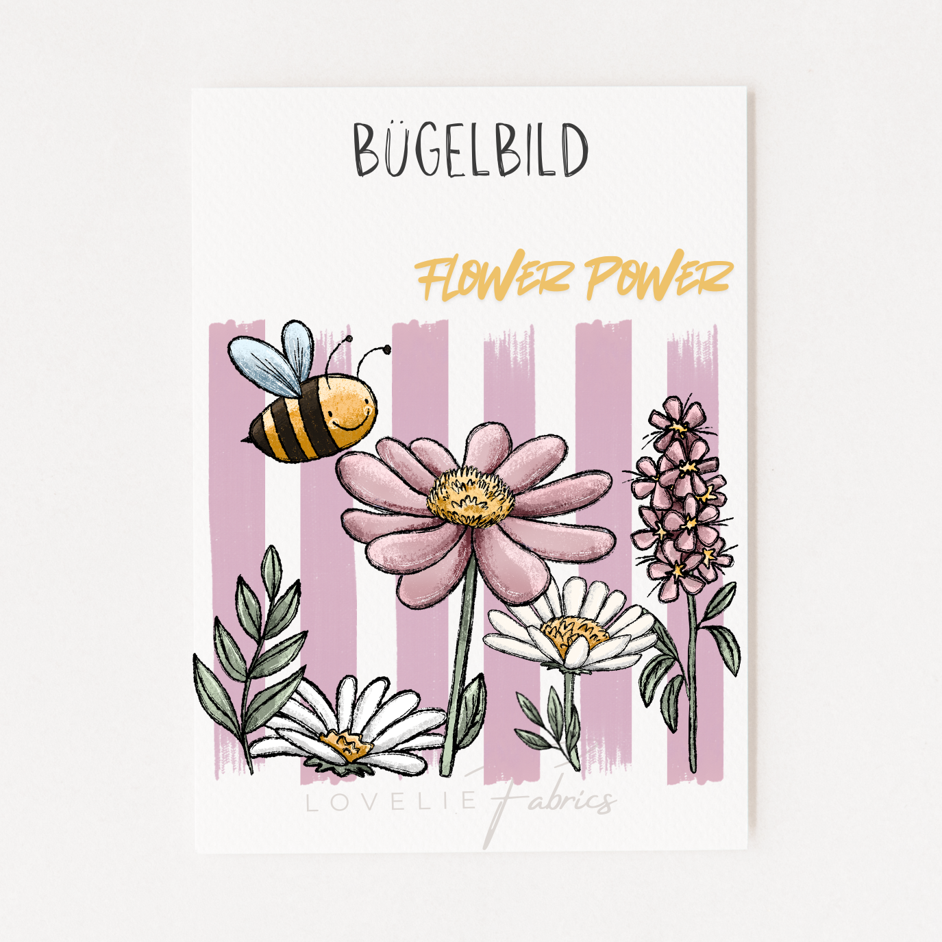 XL Bügelbild Backprint Wiese Rose