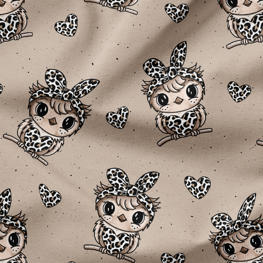 French Terry Eulenliebe Beige