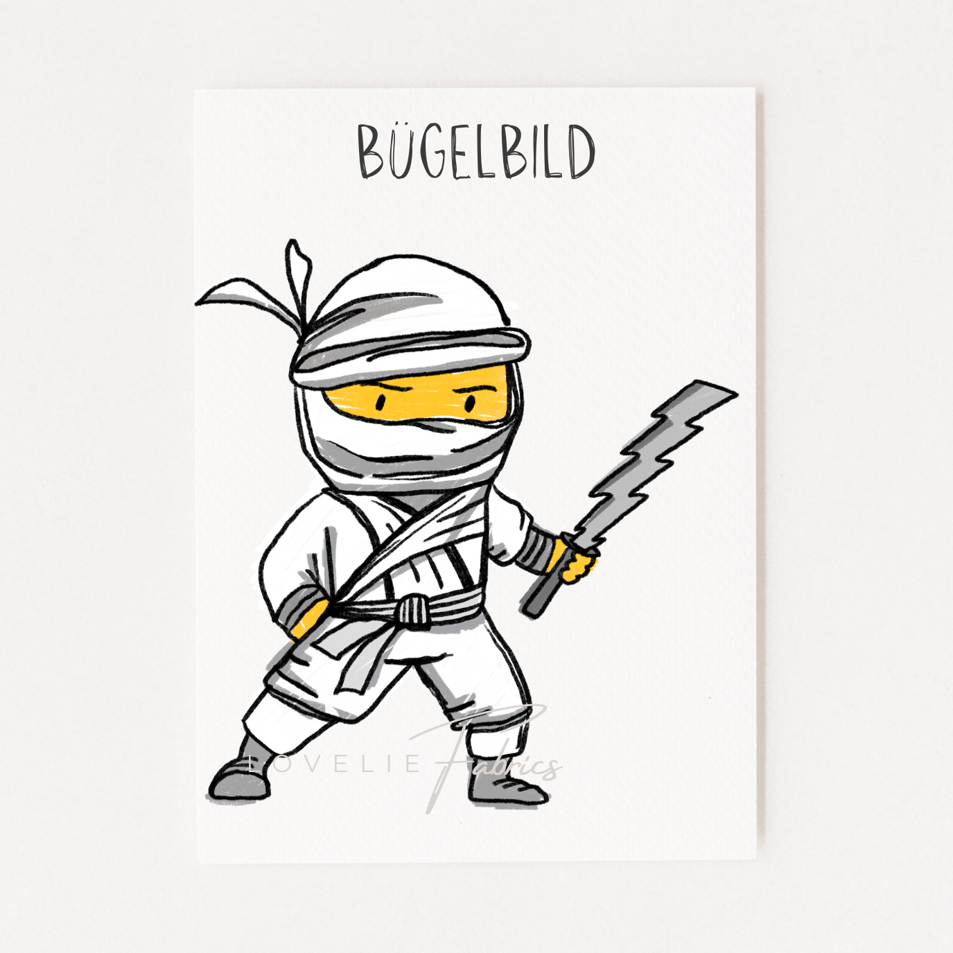 Bügelbild Ninja White
