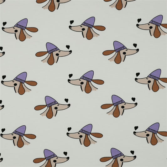 French Terry Hund mit Pudelmütze