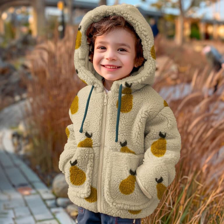 Teddystoff Birnen Cremebeige