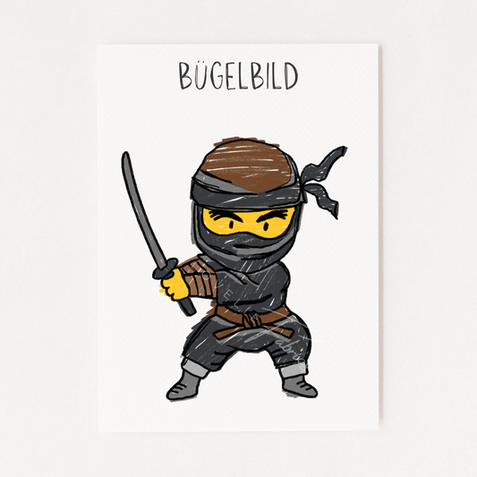 Bügelbild Ninja Black