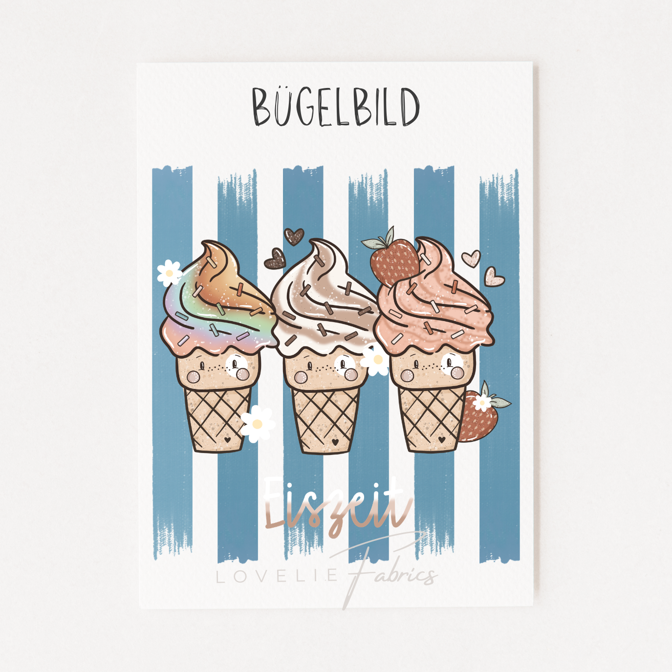 XL Bügelbild Backprint Eiszeit Blue