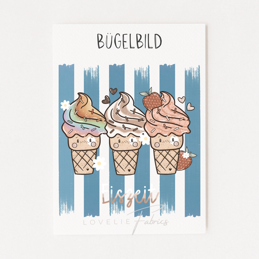 XL Bügelbild Backprint Eiszeit Blue