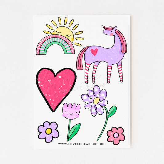 Bügelbildbogen Bunter Tag