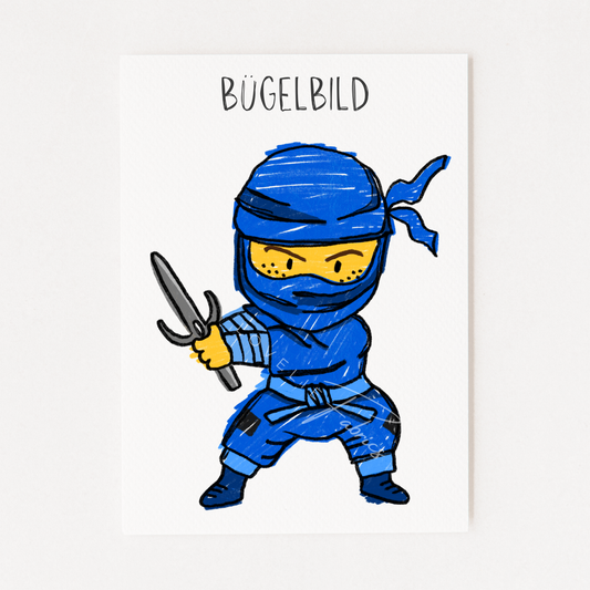 Bügelbild Ninja Blue