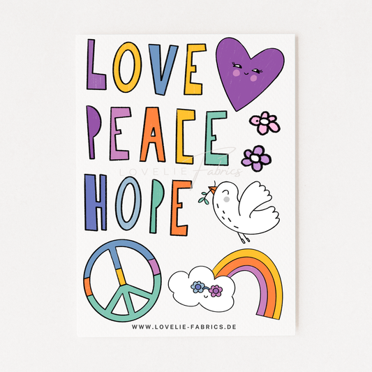 Bügelbildbogen Love and Peace