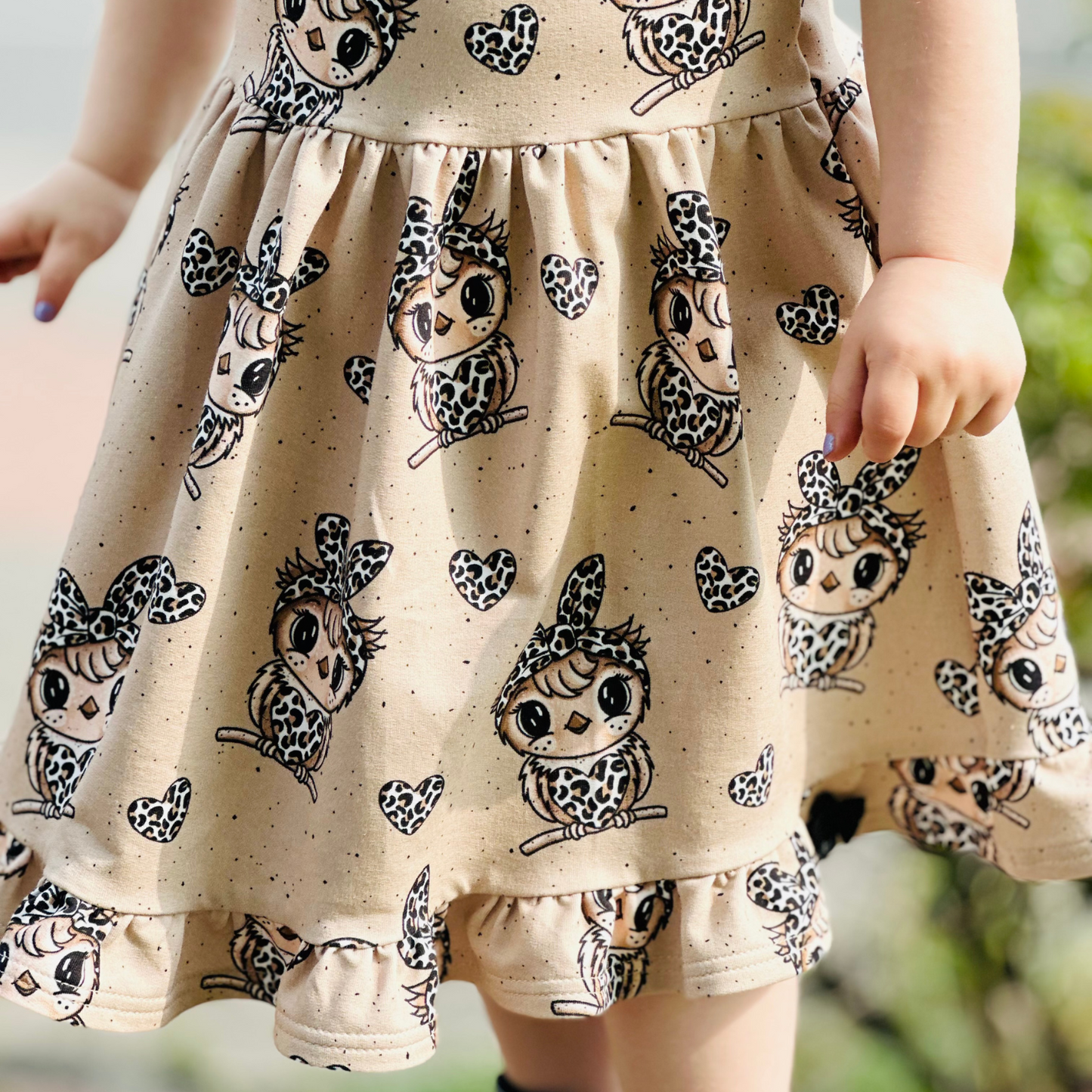 French Terry Eulenliebe Beige