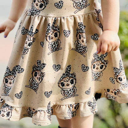 French Terry Eulenliebe Beige