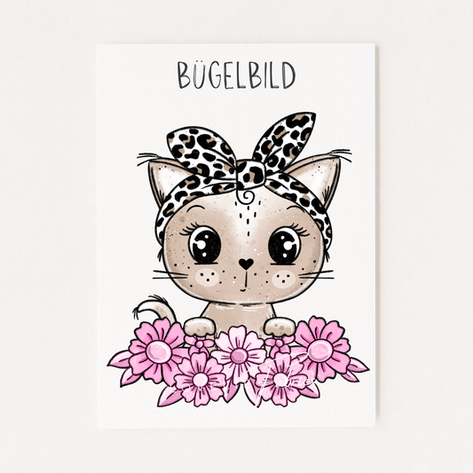 XL Bügelbild Flower Kitty