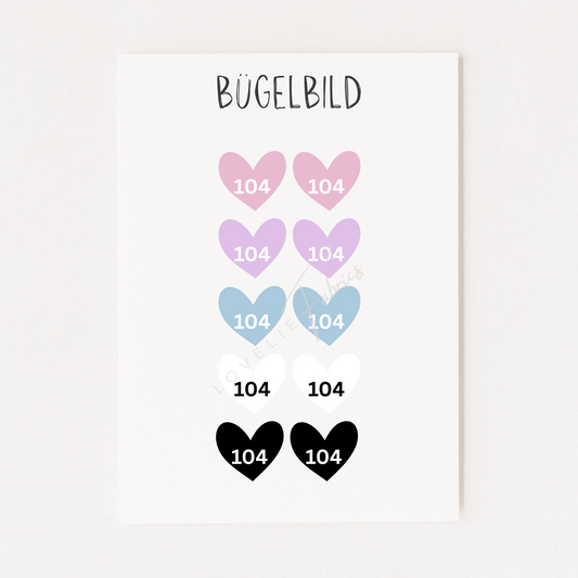 Bügelbild Größenlabel Set Pastell Einzelgrößen