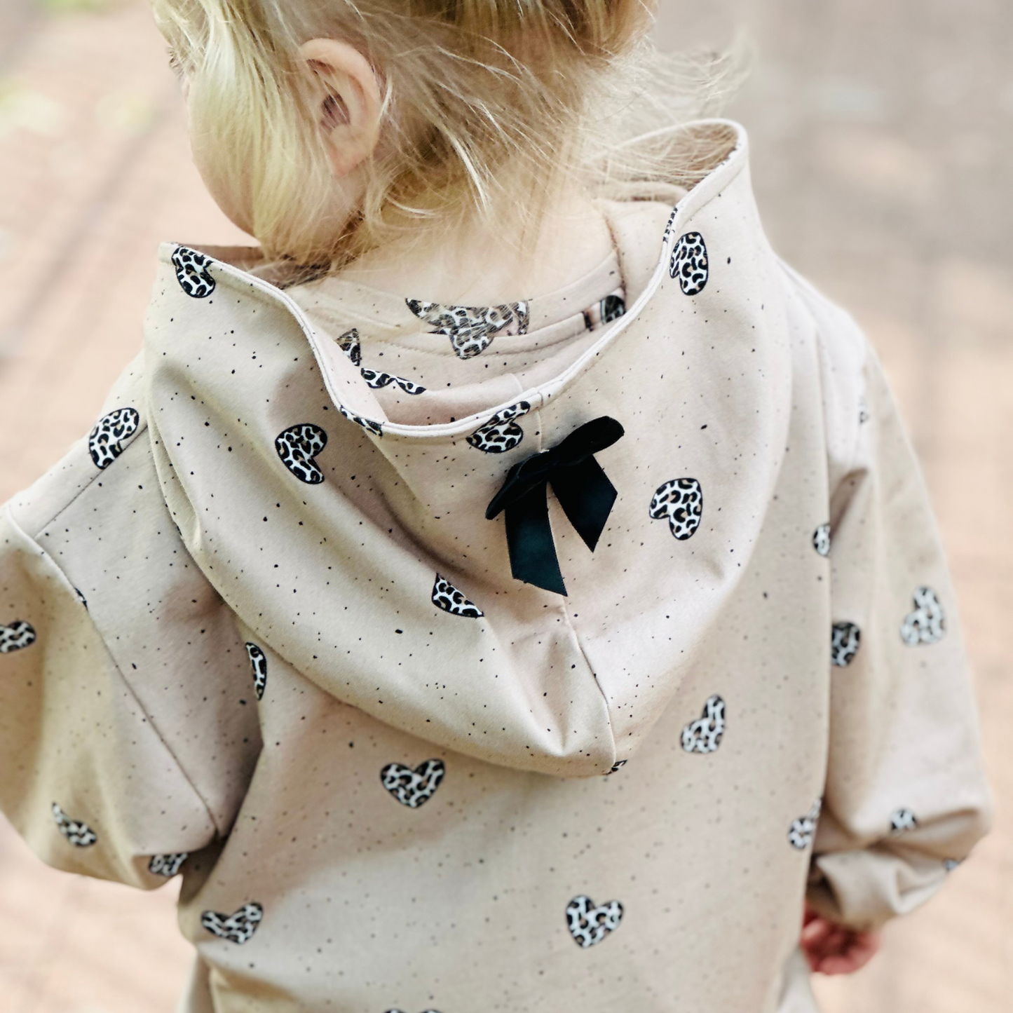 French Terry Eulenliebe Leo Heart Kombi Beige