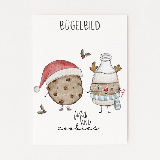 Bügelbild Milk and Cookies Christmas