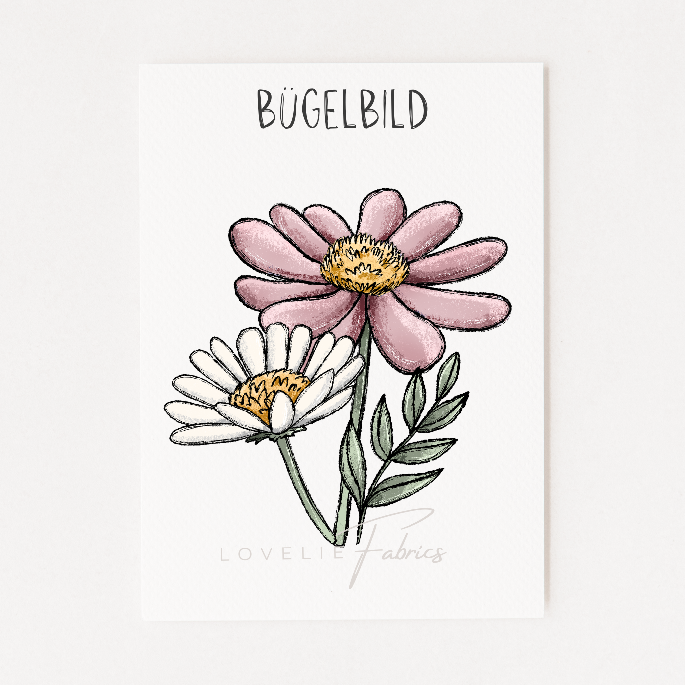 Bügelbild Wiese Rose