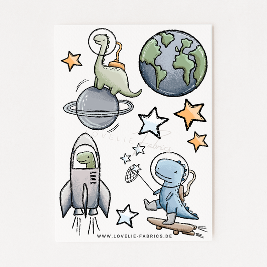 Bügelbildbogen Space Dino