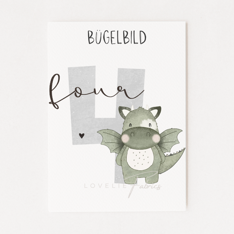 Bügelbild Geburtstagszahl Drache 4