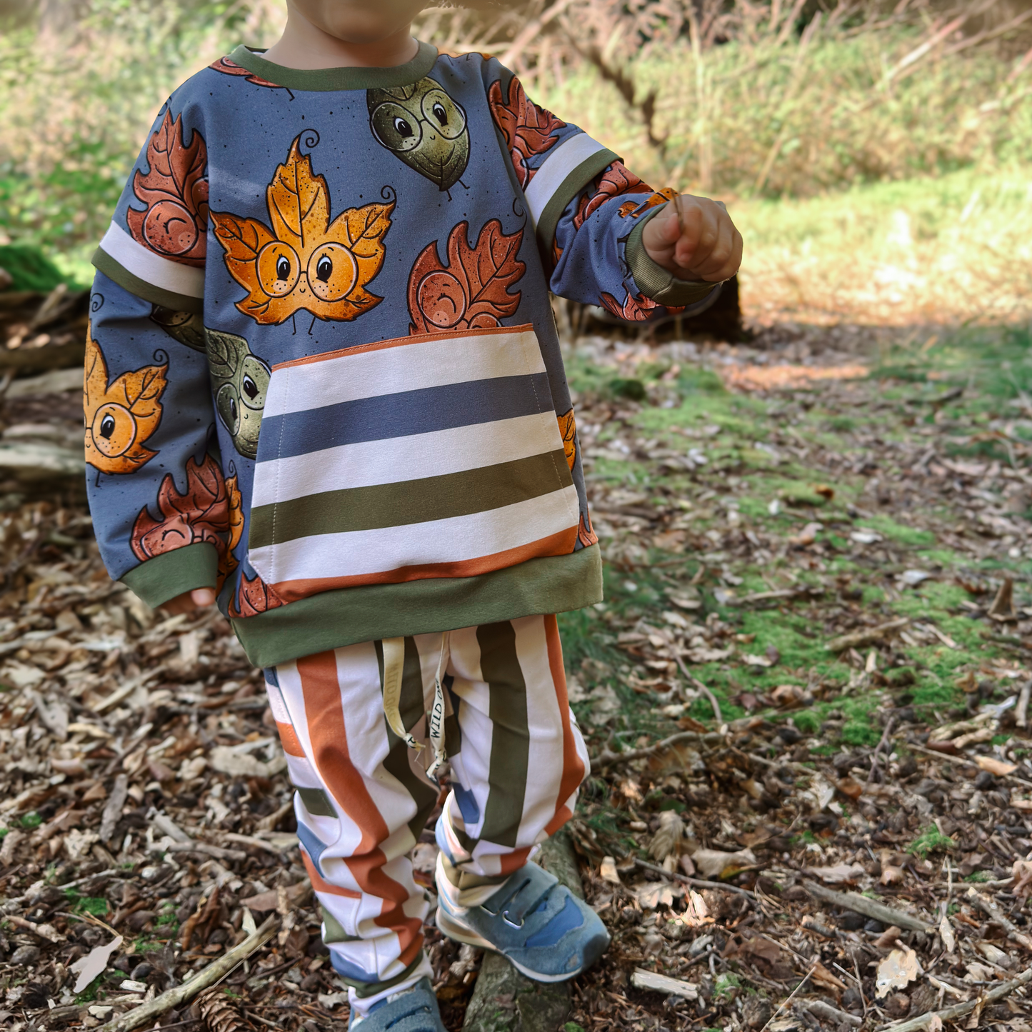 French Terry Blätterliebe Streifen Kombi