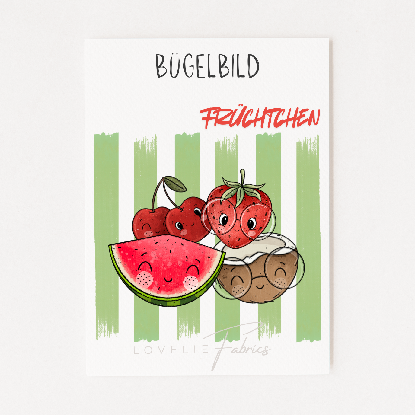 XL Bügelbild Backprint Früchtchen Green
