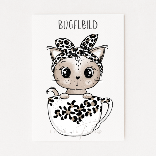 Bügelbild Tassenkitty