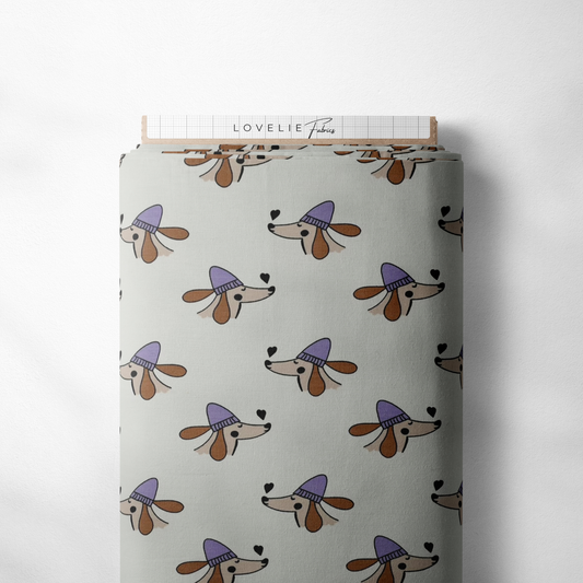 French Terry Hund mit Pudelmütze