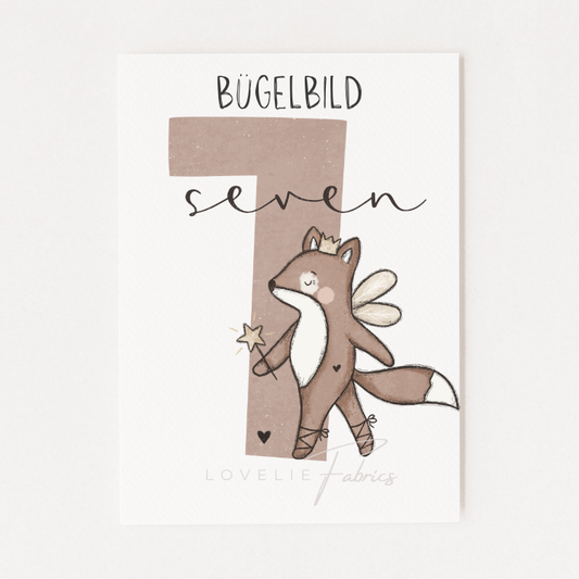 Bügelbild Geburtstagszahl Fuchs 7