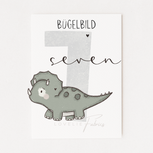 Bügelbild Geburtstagszahl Dino 7