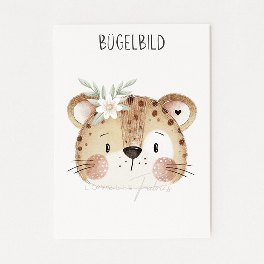 Bügelbild Jaguar mit Blumen