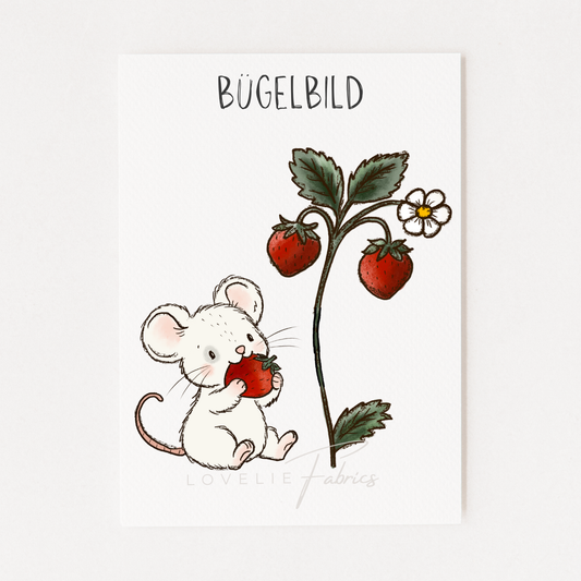 Bügelbild Erdbeermäuschen