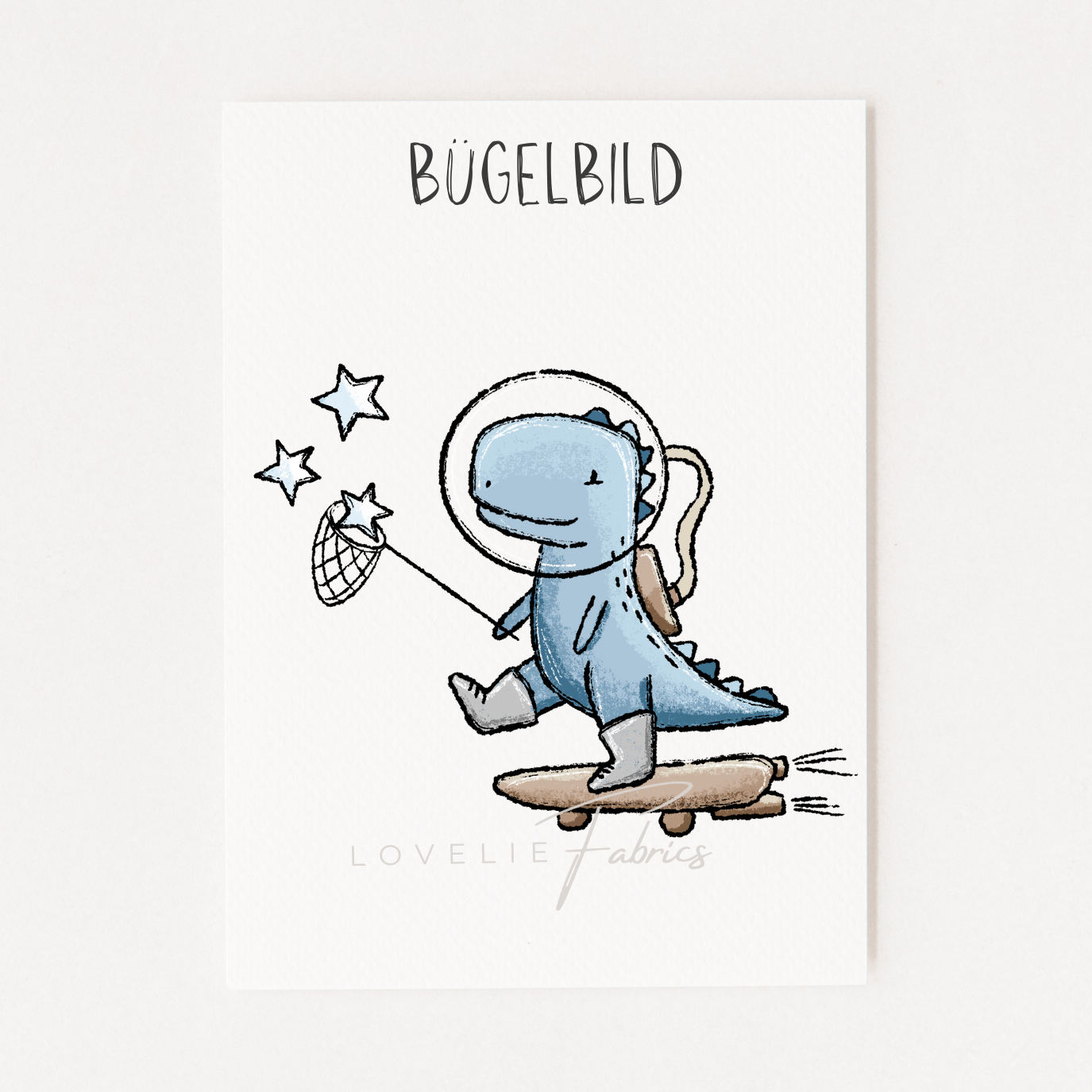Bügelbild Space Dino Blue