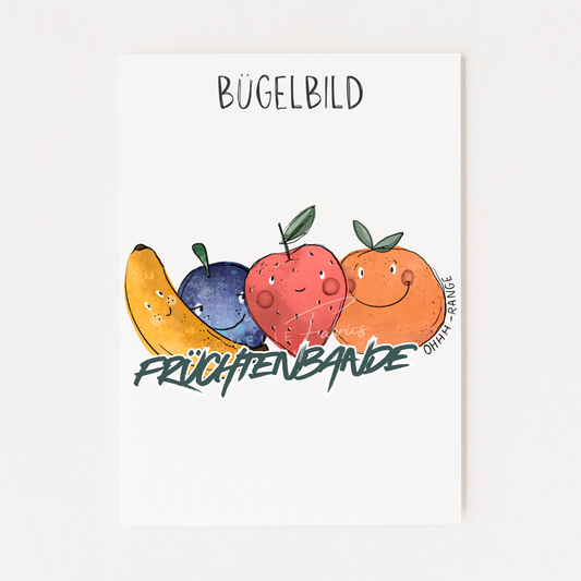 XL Bügelbild Backprint Früchtenbande