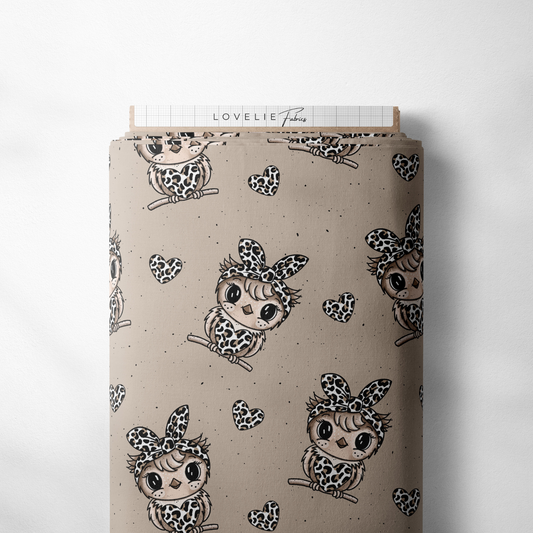 French Terry Eulenliebe Beige