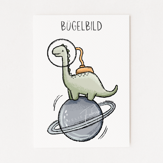 Bügelbild Space Dino Green