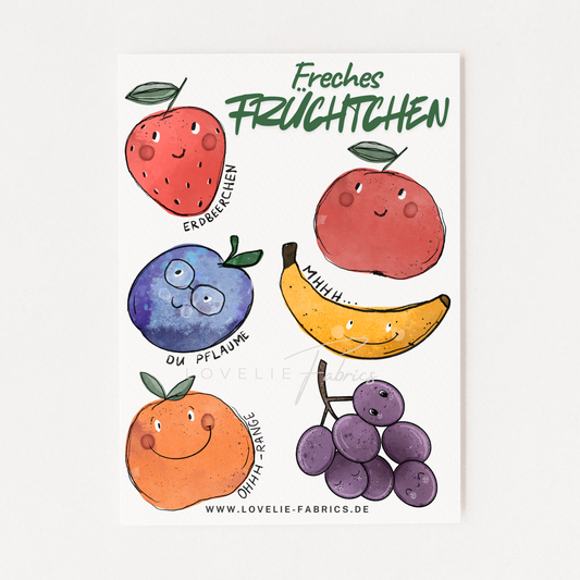 Bügelbildbogen Freches Früchtchen