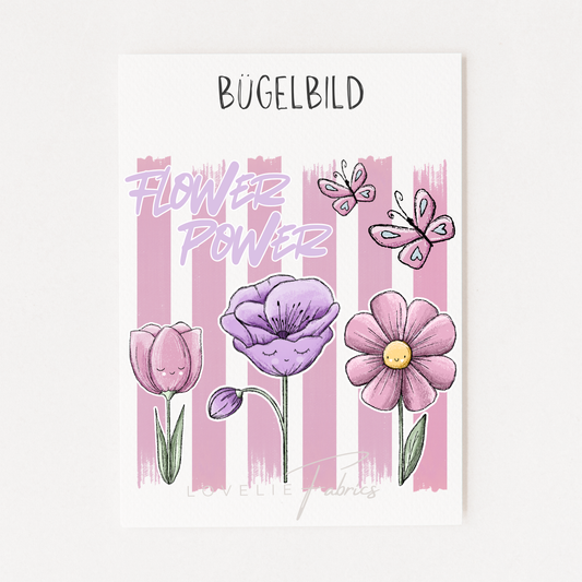 XL Bügelbild Backprint Flower Power Rose