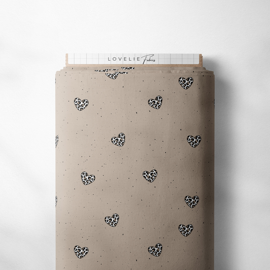 French Terry Eulenliebe Leo Heart Kombi Beige