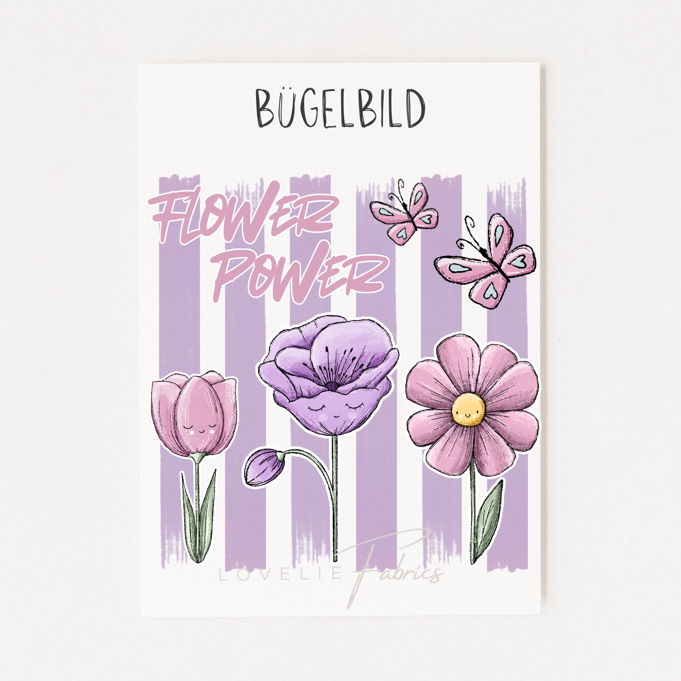 XL Bügelbild Backprint Flower Power Flieder