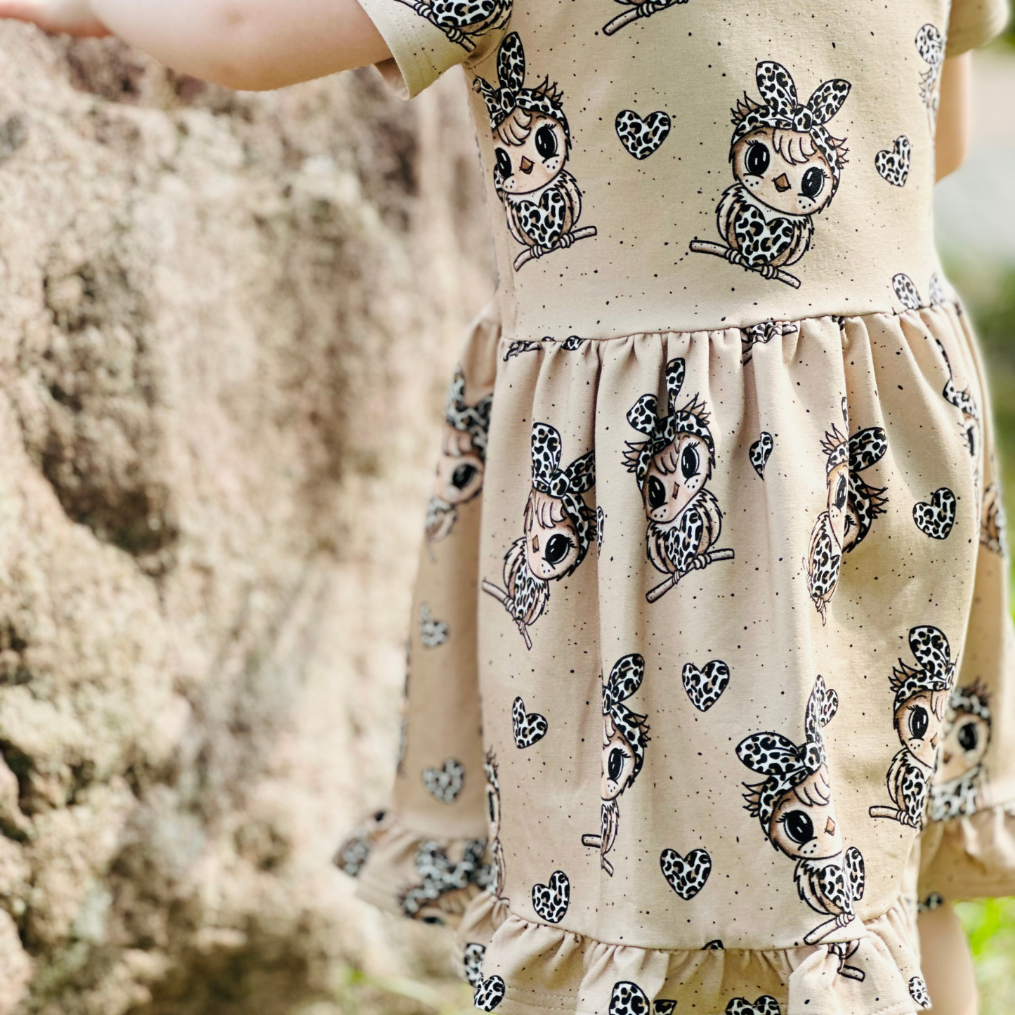French Terry Eulenliebe Beige