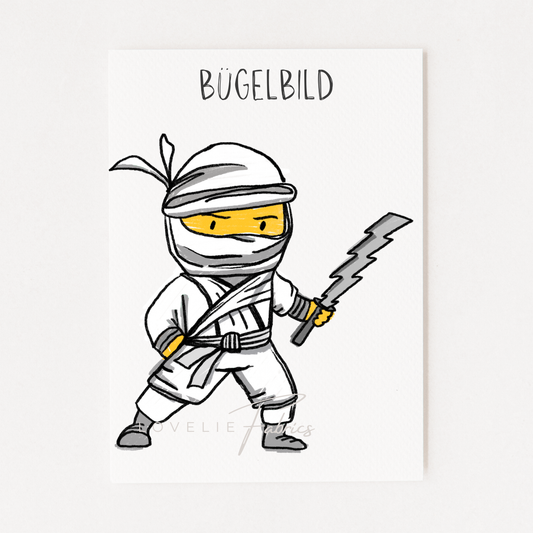 Bügelbild Ninja White