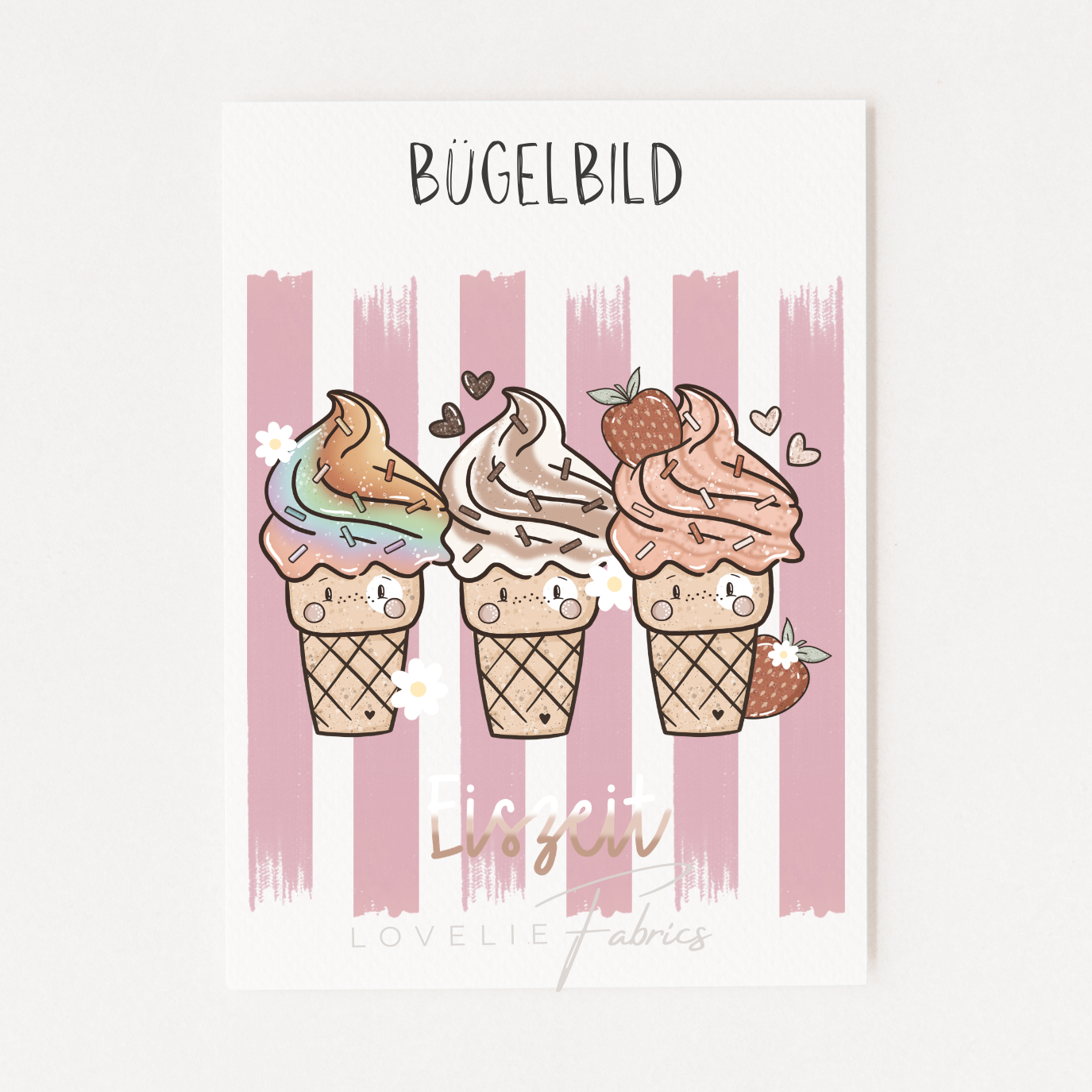 XL Bügelbild Backprint Eiszeit Rosa