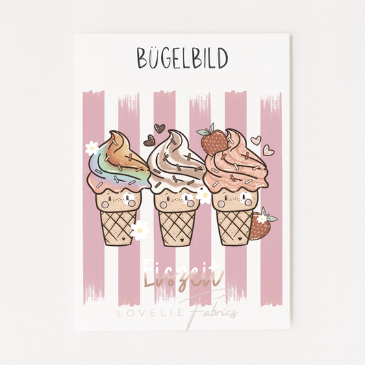 XL Bügelbild Backprint Eiszeit Rosa