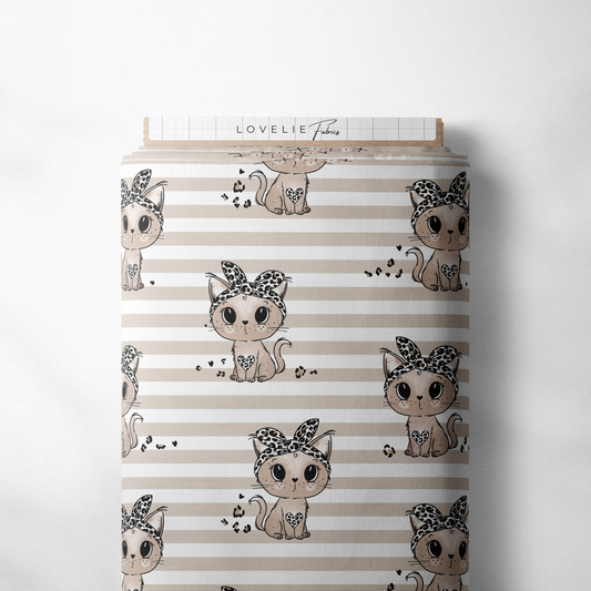 French Terry Leo Kitty Streifen